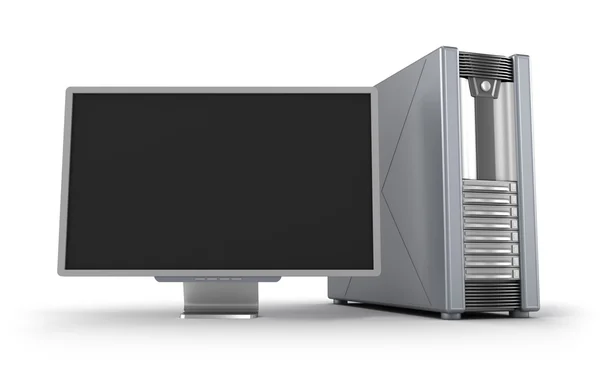 Корпус сервера і дисплей ізольовані на білому — стокове фото