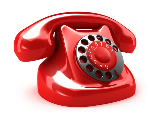 Piros retro telefon, elülső kilátás. elszigetelt. saját design — Stock Fotó