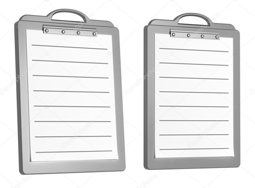 Two white lined blank writing pads isolated on white