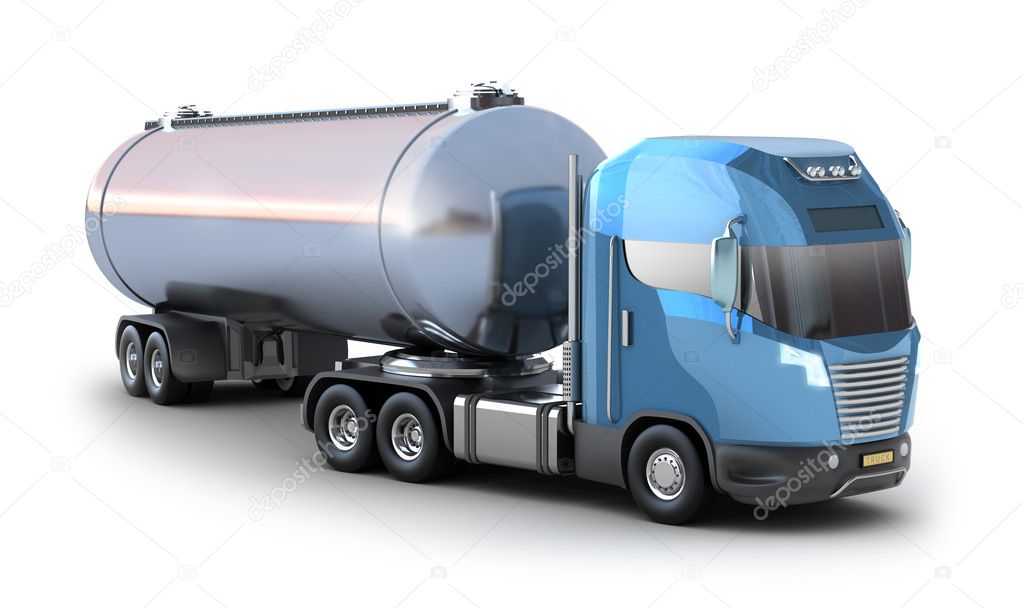 Oil Tanker truck. Isolated 3D image