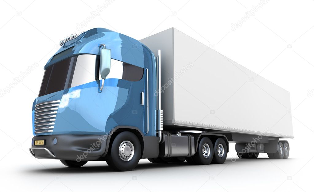 Truck with container isolated on white.