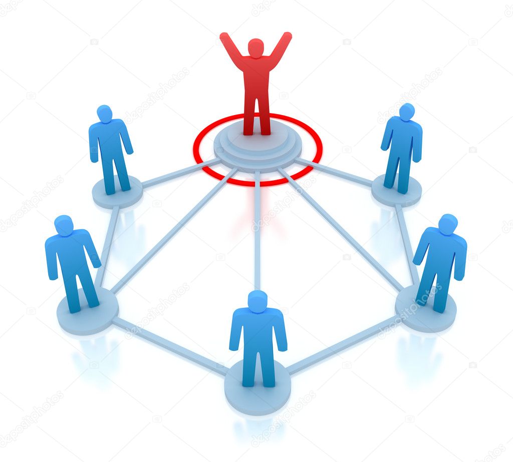 Leader is managing his work team. Network concept.