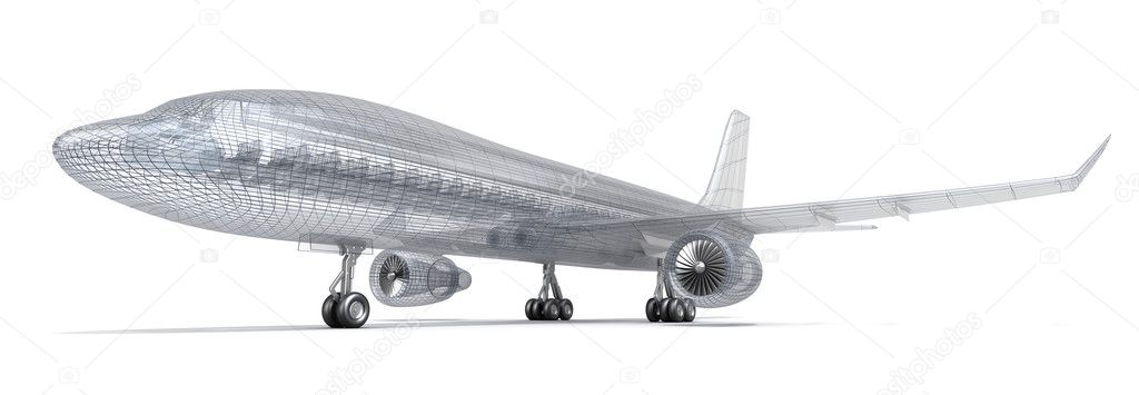 Airplane wire model , isolated on white