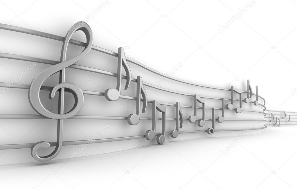 Set of nine musical notes isolated on white