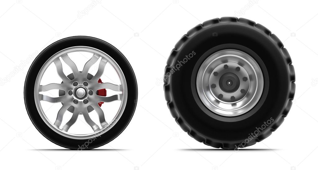 Wheels isolated on white. Front view.