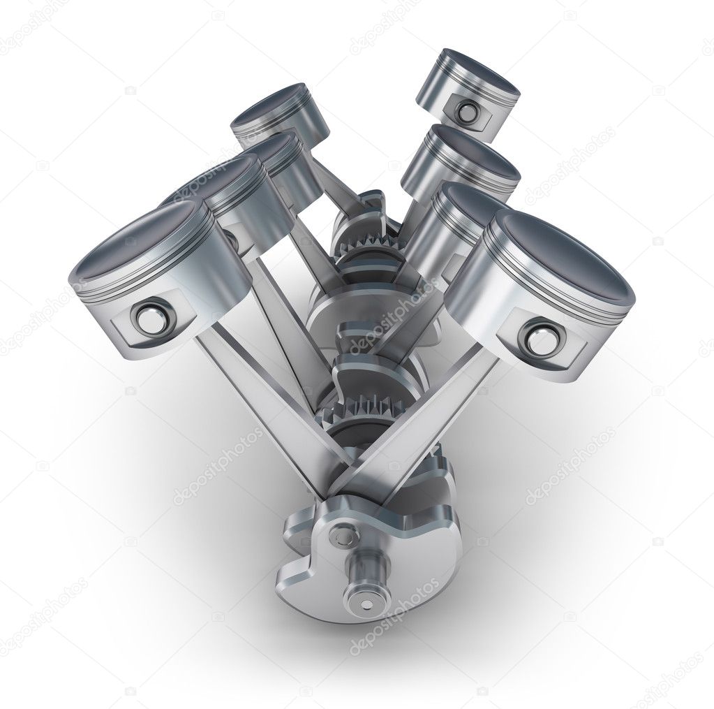 V8 engine pistons. 3D image. — Stock Photo © Alexmit #7247389