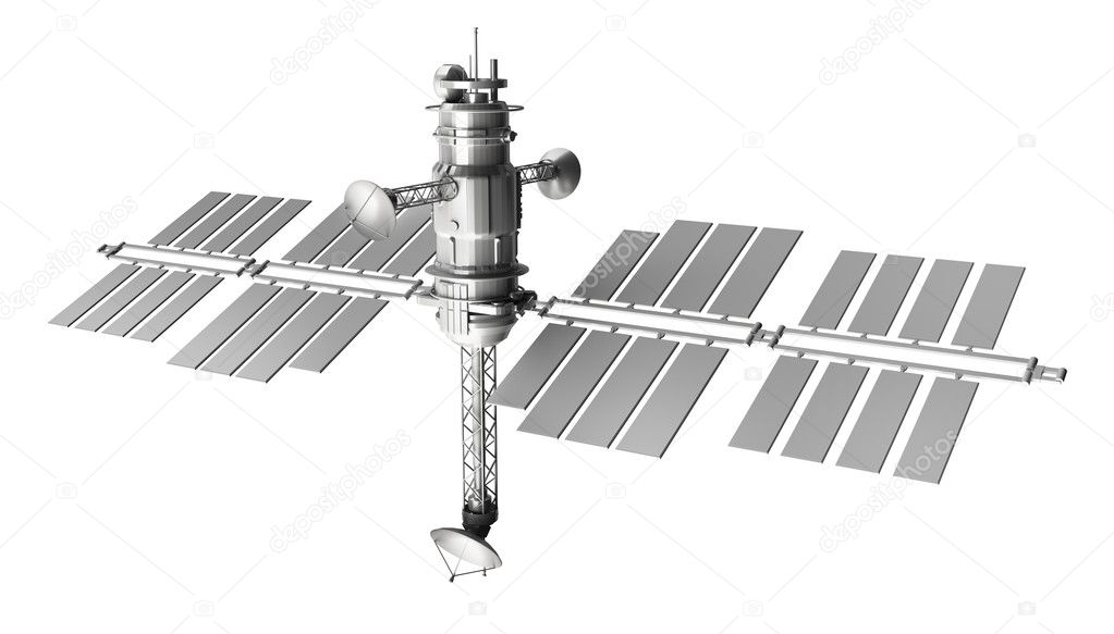 Space satellite wire concept. isolated on white