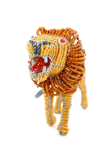Αφρικανική liondecorative beadwork — Φωτογραφία Αρχείου