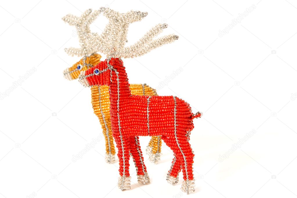 Red and gold Christmas reindeers