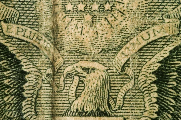 Macro dettaglio di un vecchio un dollaro Bill — Foto Stock