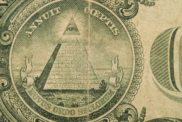 एक पुराने एक डॉलर बिल का मैक्रो विवरण — स्टॉक फ़ोटो, इमेज