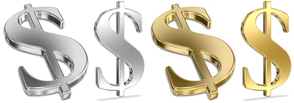 Golden And Silver Dollar Signs — Stock Photo, Image