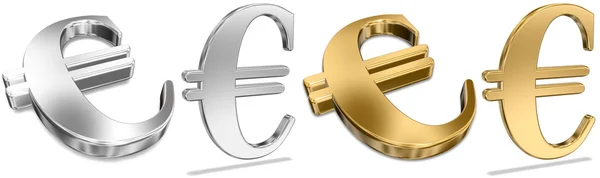 Golden And Silver Euro Sinais — Fotografia de Stock