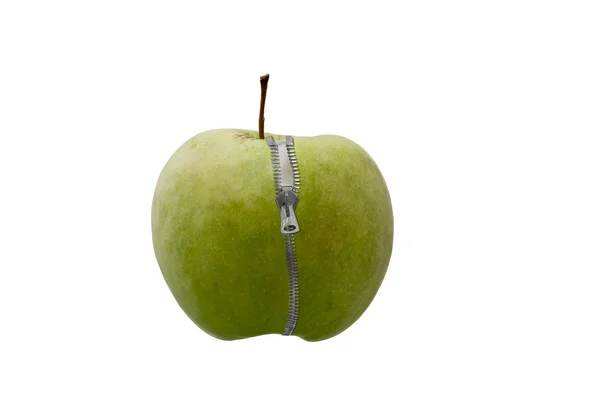 Apfel mit Reißverschluss veranschaulichen Gewichtsverlust und Diät — Stockfoto
