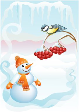 Snowmen with gift clipart