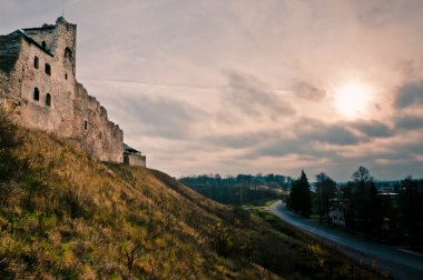 Ruined castle on the hill clipart