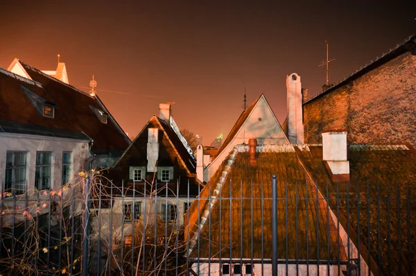 夜にスカンジナビアの屋根 — ストック写真