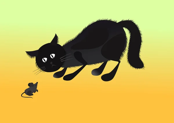 Кот и мышь — 图库矢量图片