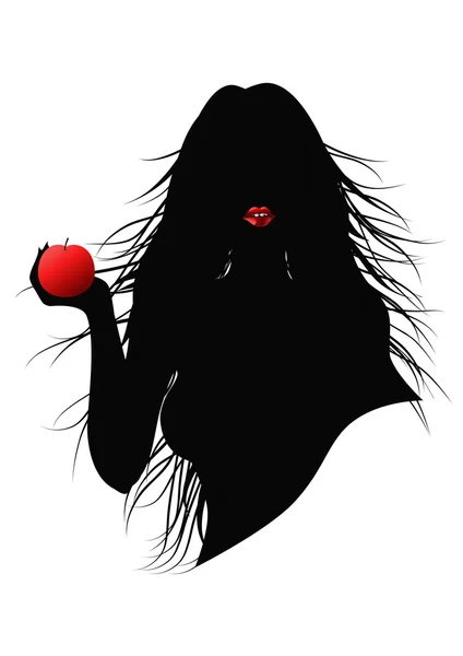 Девушка с яблоком - Stok Vektor