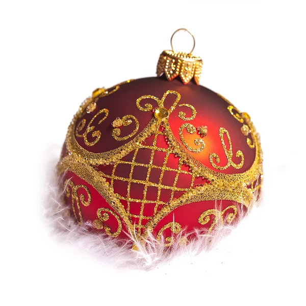 Vánoční schnee eis zlatá zimní kugel weihnachtsbaum — Stock fotografie