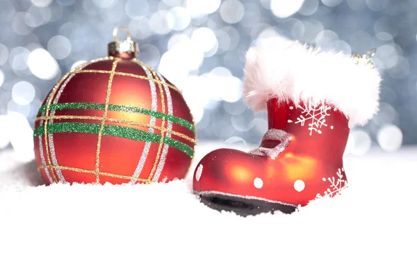 Weihnachten schnee eis nikolaus vinter kugel schuh weihnachtsbaum — Stockfoto