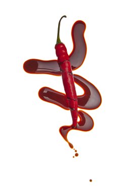 Schokolade flüssig sirup kunst chilischote scharf hot