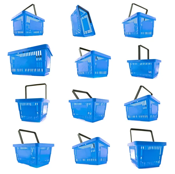 Warenkorb korb blau sklep internetowy einkaufen supermarkt — Zdjęcie stockowe