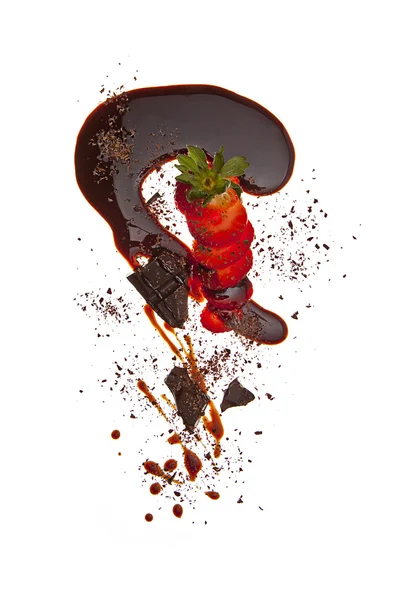 Schokolade flüssig sirup kunst obst frucht Erdbeere — ストック写真