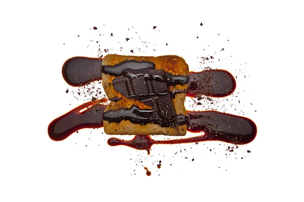 Schokolade flüssig sirup kunst Toastbrot Frühstück — Stockfoto