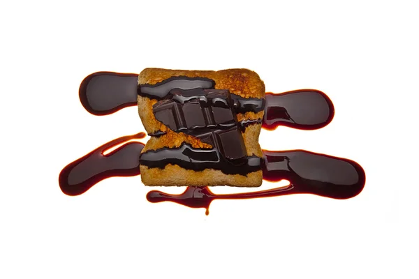 Schokolade flüssig sirup kunst Toastbrot Frühstück — 图库照片