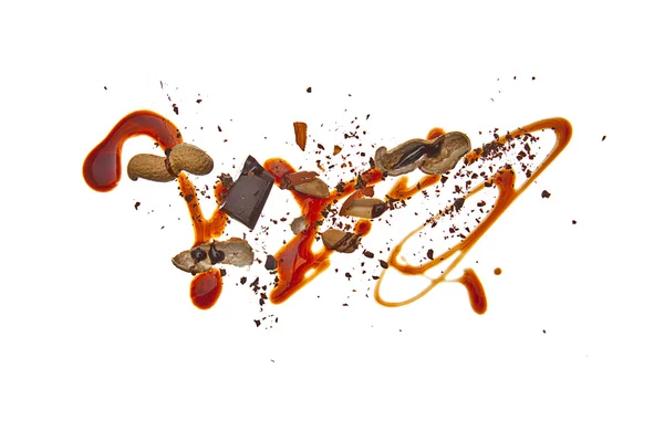 Schokolade flüssig sirup kunst Erdnuss — Stock Photo, Image