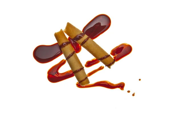 Schokolade flüssig sirup kunst plätzchen kekse keks — Stockfoto