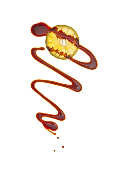 Schokolade flüssig sirup kunst zitrone obst frucht — Stock fotografie