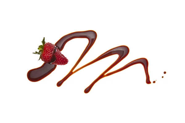 Schokolade flüssig sirup kunst erdbeere Frucht obst — Stock Photo, Image