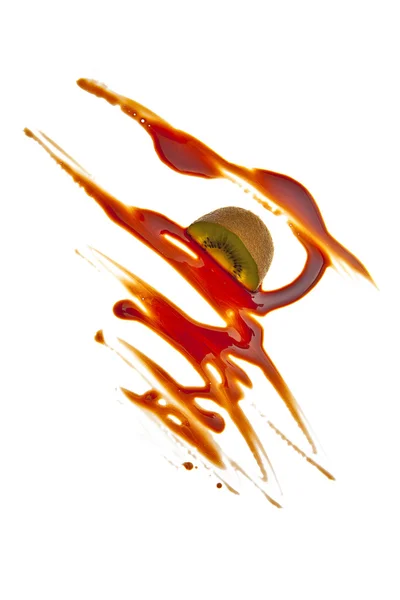 Kiwi schokolade flüssig sirup kunst — Stock Photo, Image
