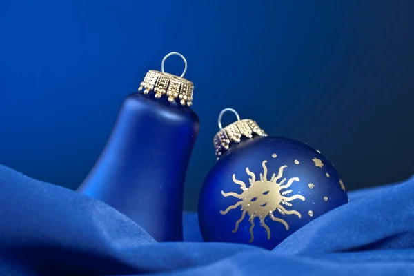 Weihnachten vinter kugel weihnachtsbaum seide samt stoff Blau - Stock-foto