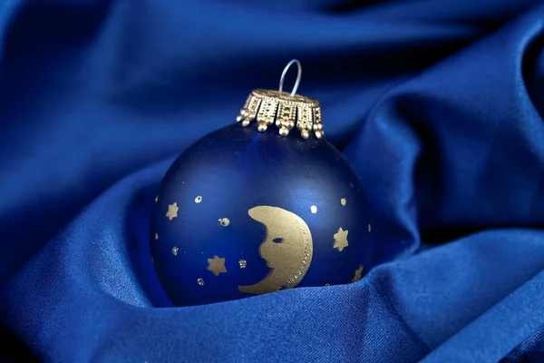 Weihnachten Winter Kugel Weihnachtsbaum Seide Samt Stoff Blau — Stockfoto