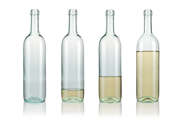 Weißweinflaschen-Collage — Stockfoto