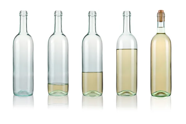 Weisswein Flaschen Collage — Stock Photo, Image