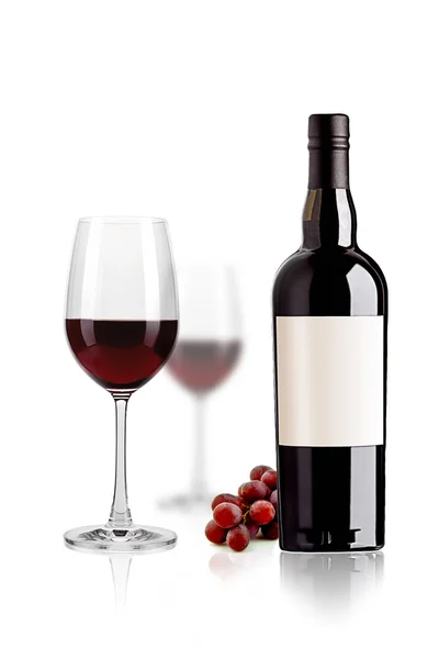 Rotwein Flasche mit Glas — Stock Photo, Image