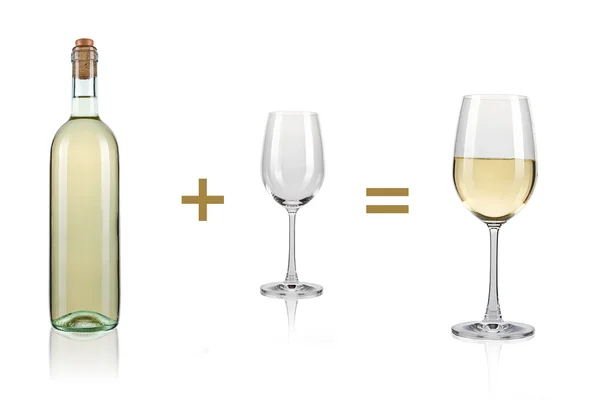 Weißweinflasche mit Glas — Stockfoto