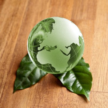 Globus erdball geo karte glas kristal natur öko blatt holz clipart