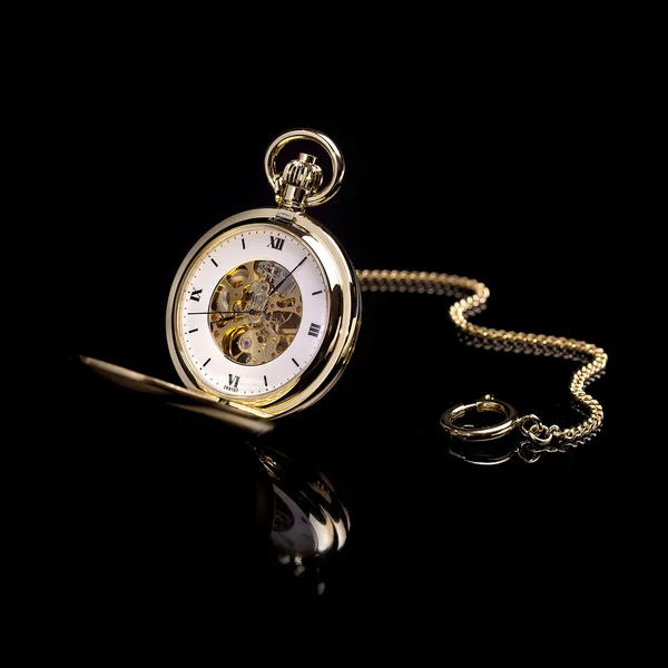 Uhr taschenuhr złota uhrzeit zeiger odliczanie antik — Zdjęcie stockowe