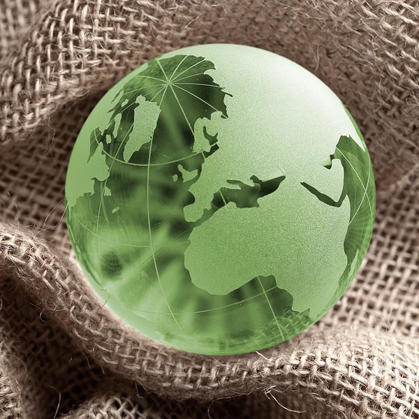Глобус erdball geo karte glas kristal сельского хозяйства jutesack — стоковое фото