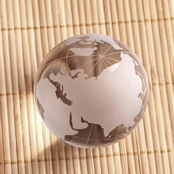 Globus erdball geo karte glas kristal ευεξίας bambus — Φωτογραφία Αρχείου
