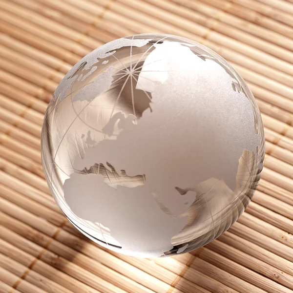 Globus erdball geo karte glas kristal wellness bambus — Stock fotografie