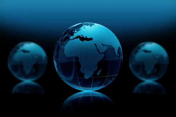 Globus erdball geo karte glas kristal biologich licht blau — Stok fotoğraf