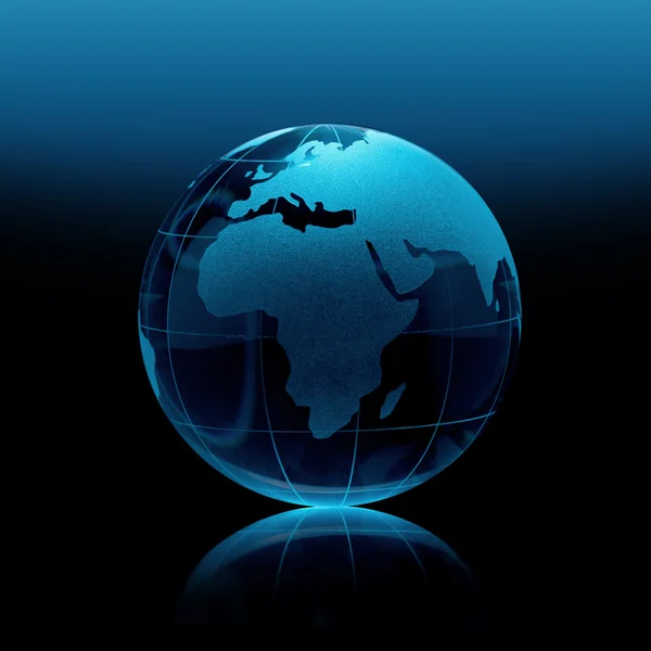 Globus erdball geo karte glas kristal biologich licht blau — Foto de Stock