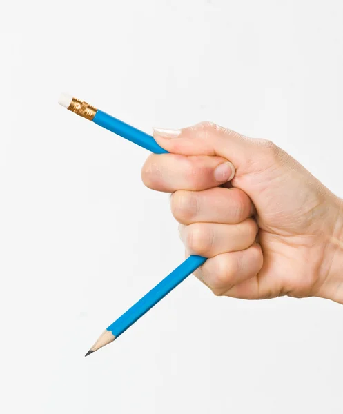 Mão com lápis quebrado — Fotografia de Stock