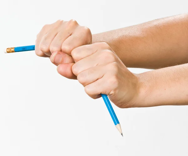 Ręka z złamanego ołówka — Zdjęcie stockowe